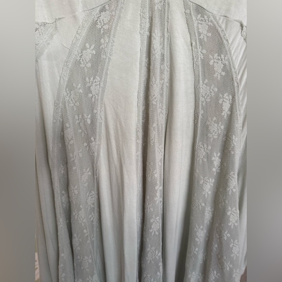 Free People Green Lace Tunic Tank Mini Dress Y2K Babydoll Flowy Coverup Beach - Picture 6 of 12